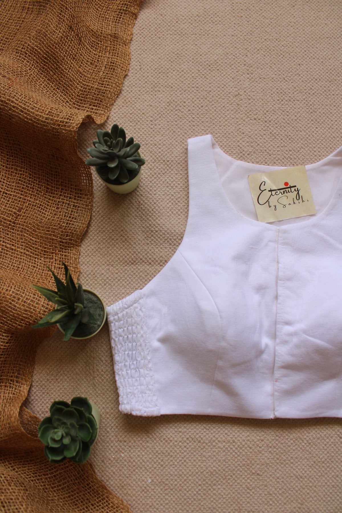Gulmohar White Stretchable Blouse - Eternity by Sakshi