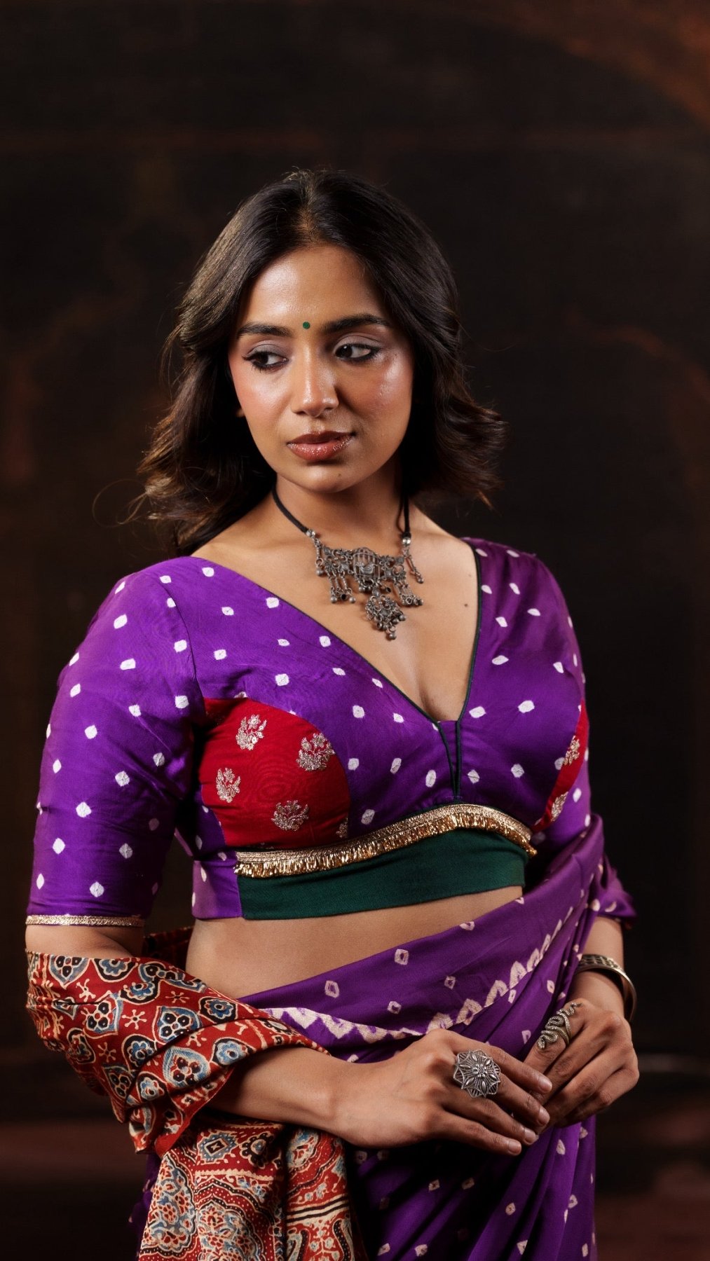 Purple Bandhani Blouse - Eternity by Sakshi
