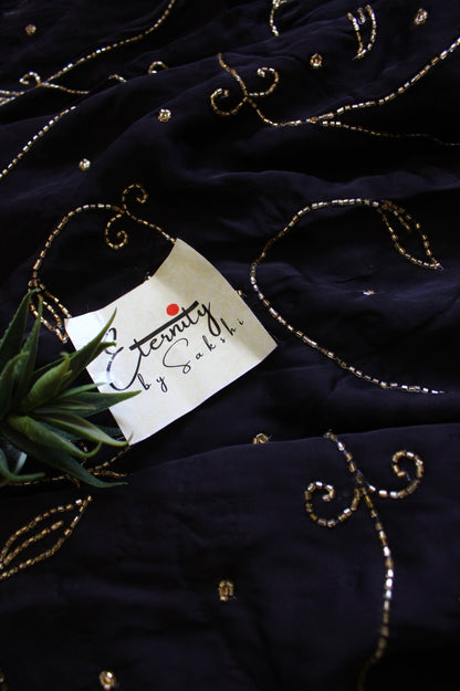 Crimson Noor Ajrakh Modal Silk Saree with Artisan Handwork - Eternity by Sakshi