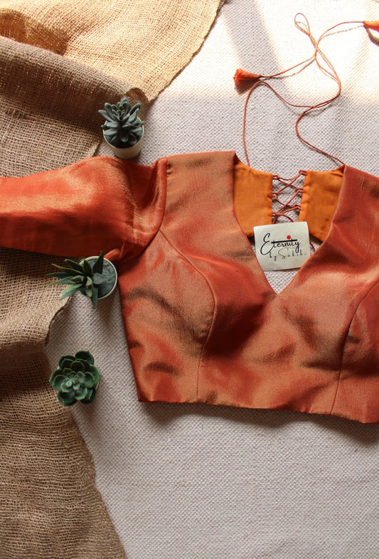 Orange Tissue Elastic Blouse - Eternity by Sakshi