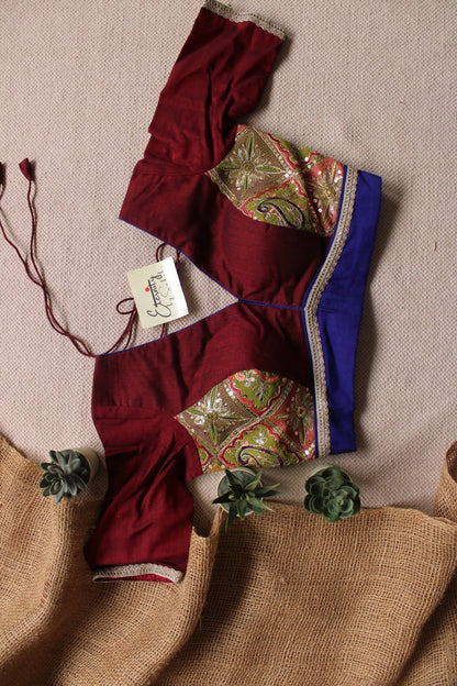 Maroon Green Navratri Patch Limited Edition Blouse - Eternity by Sakshi