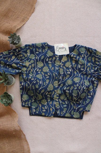 Ink Blue Rosevine Blouse - Eternity by Sakshi