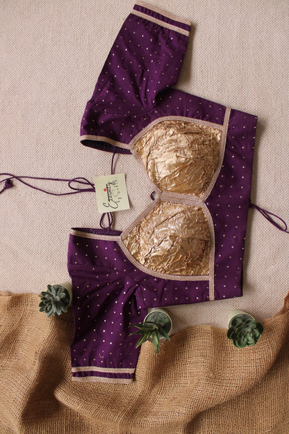 Sunehri Purple Backless Patch Blouse - Eternity by Sakshi