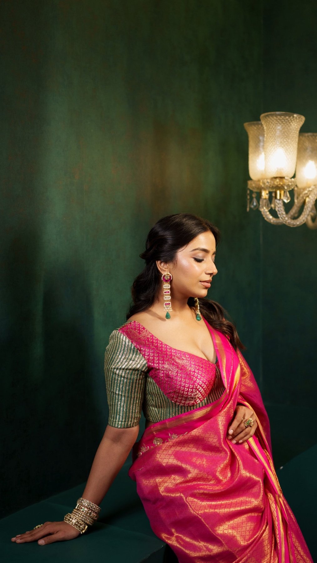 Rani Pink Jacquard Handwork Saree - Eternity by Sakshi