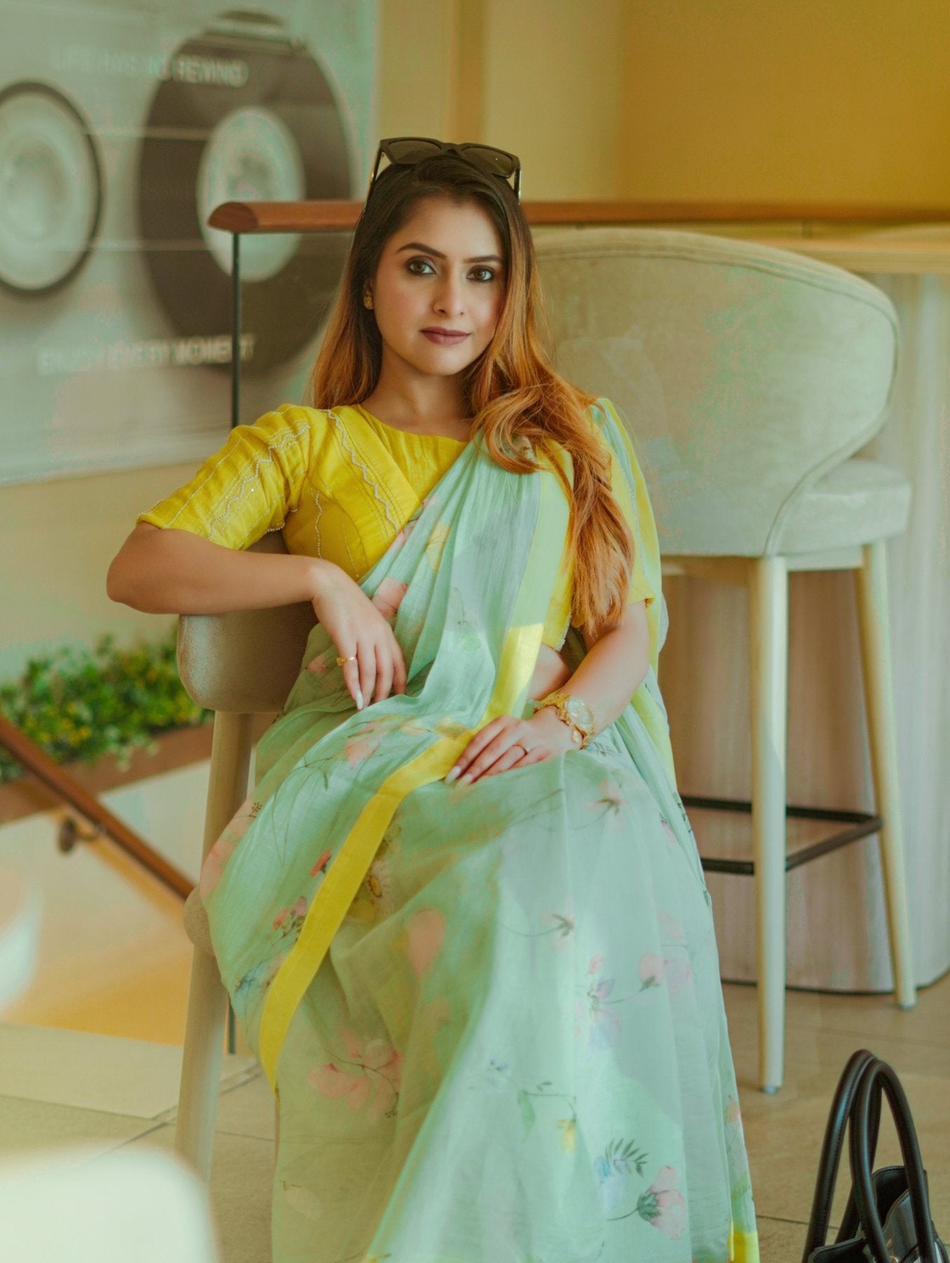 Green Digital Print Chanderi Cotton Saree - Eternity by Sakshi