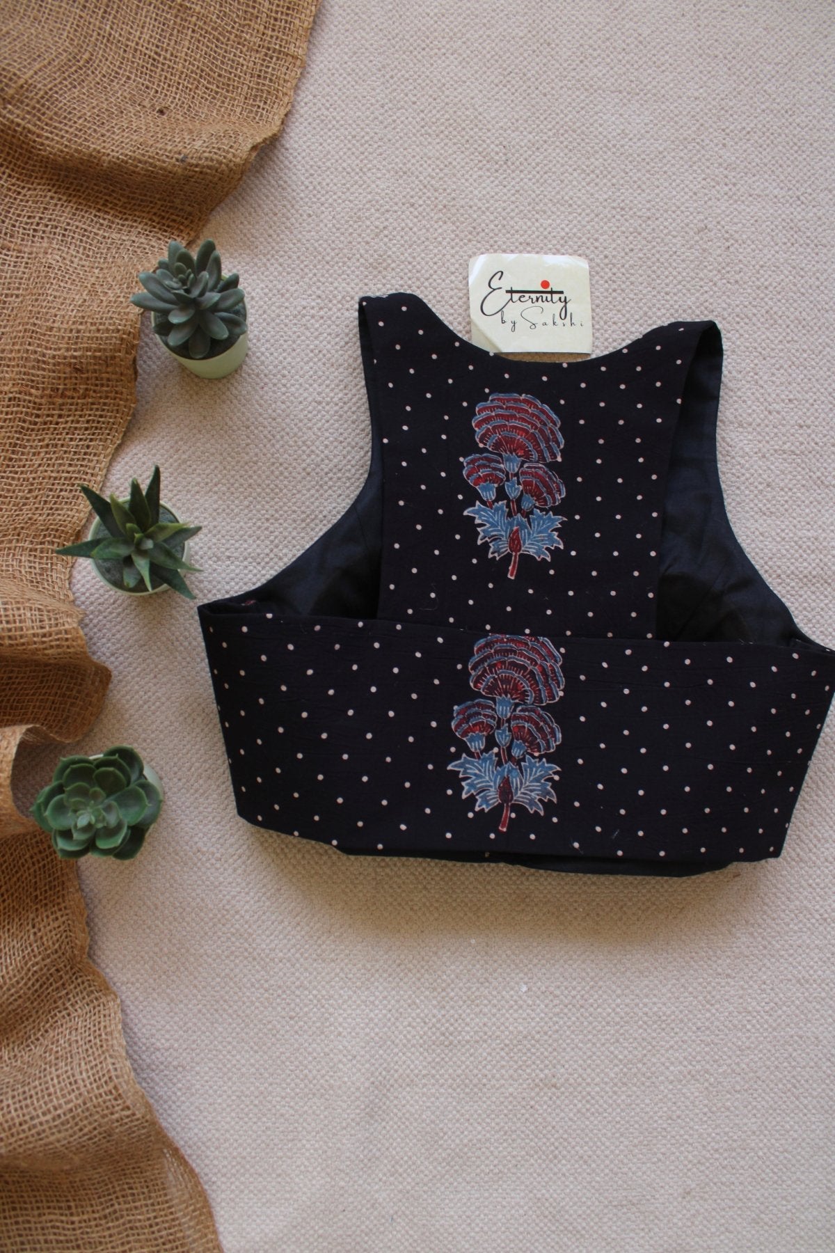 Gulmohar Black Ajrakh Blouse - Eternity by Sakshi