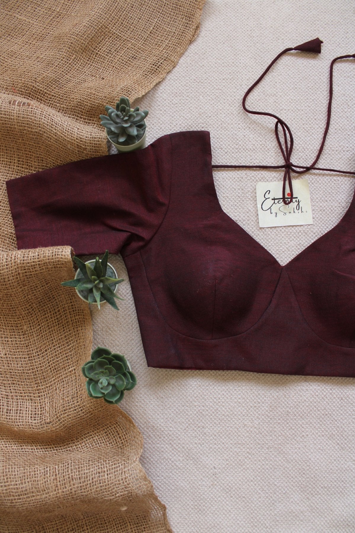 Maroon Madhubala With Sleeves Blouse - Eternity by Sakshi