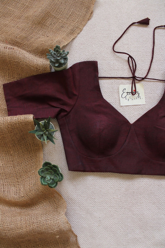 Maroon Madhubala With Sleeves Blouse - Eternity by Sakshi