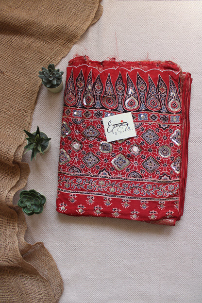 Laal Ishq Maharani Ajrakh Dola Silk Handwork Saree