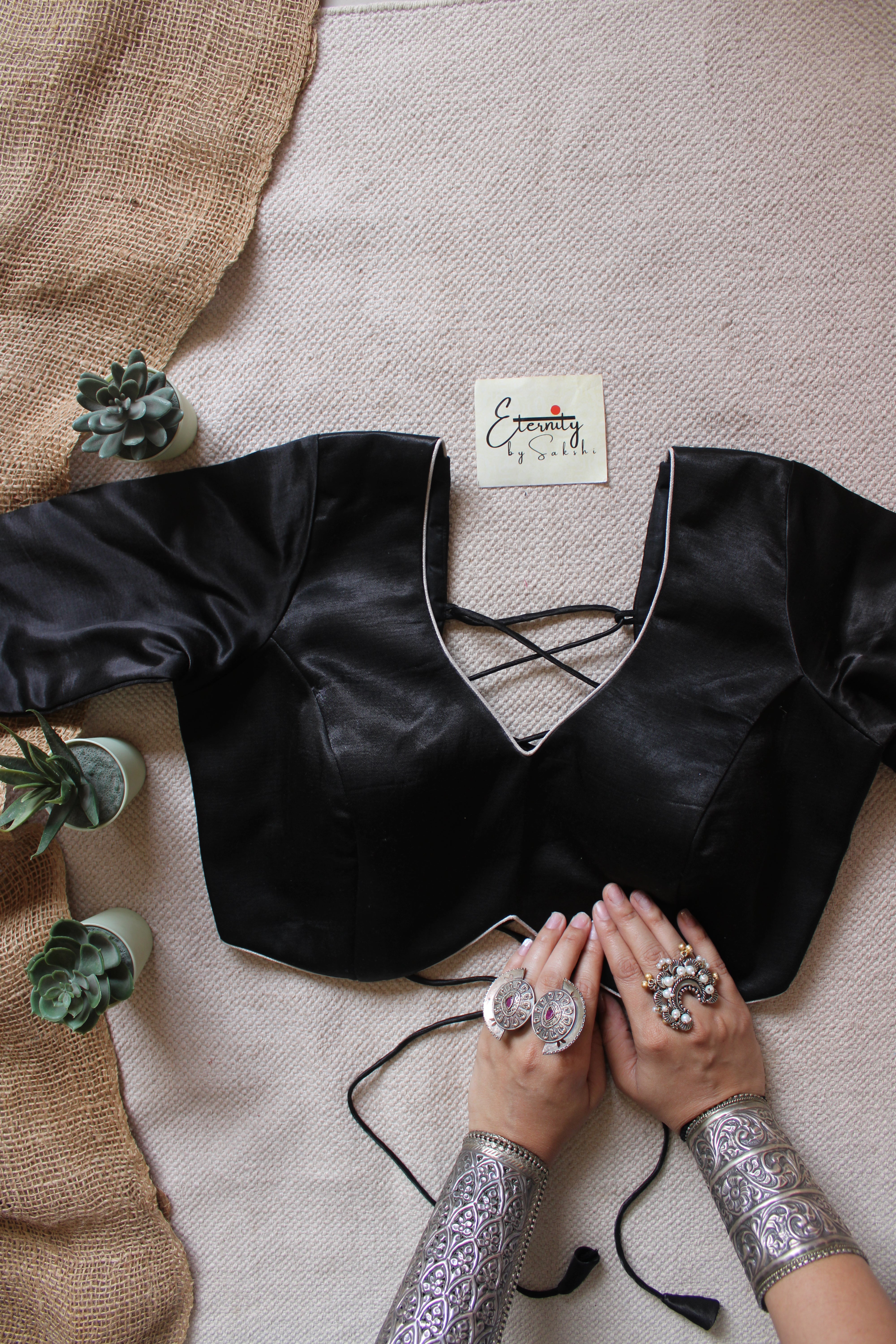 Heer Black Backless Blouse