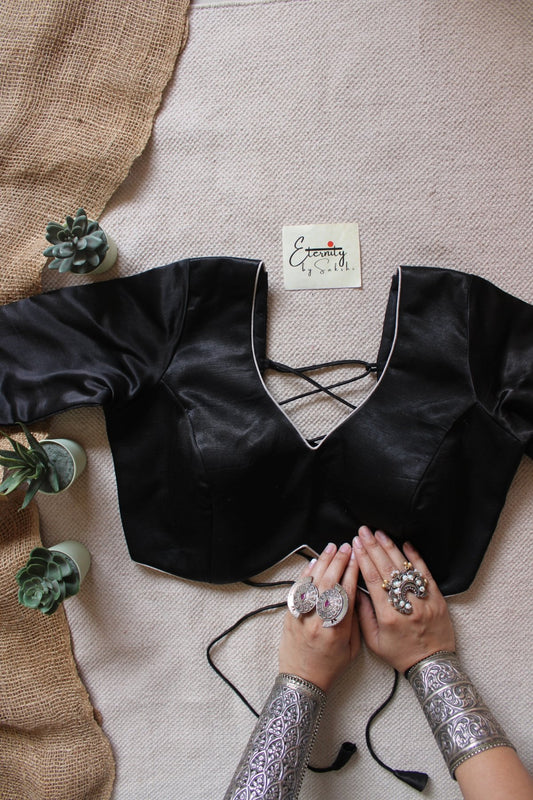 Heer Black Backless Blouse - Eternity by Sakshi