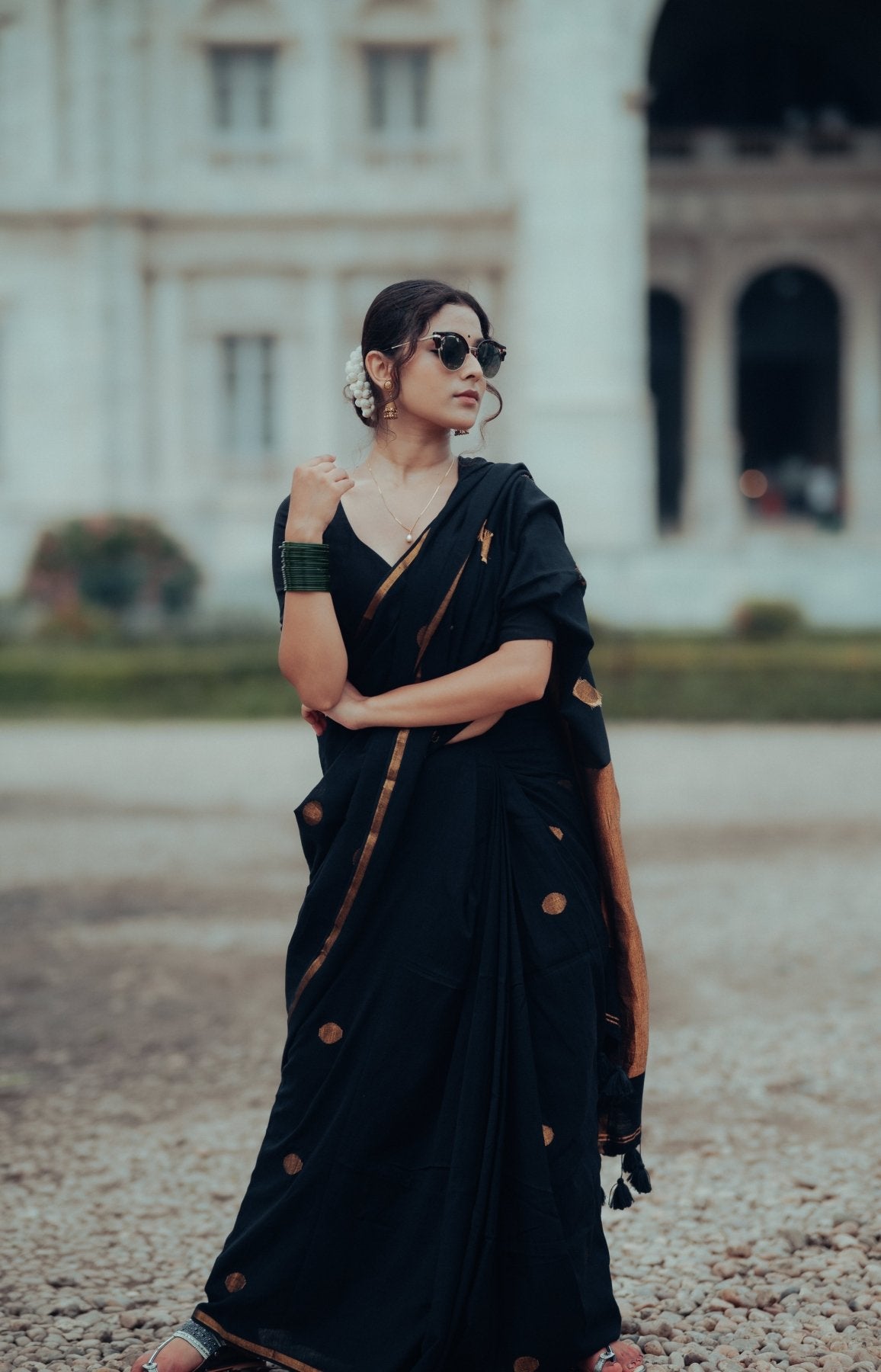 Black Polka Saree - Eternity by Sakshi