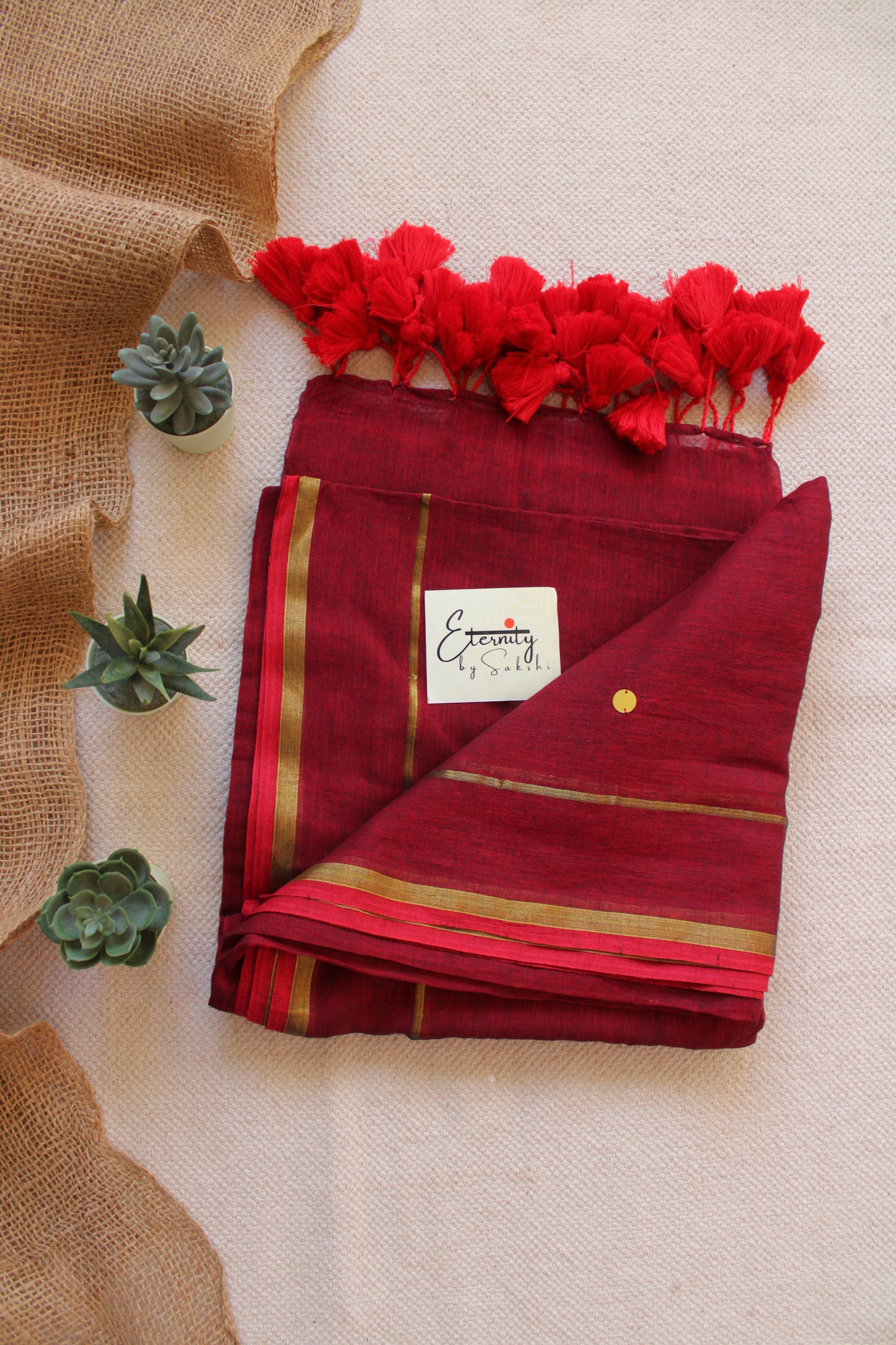 Maroonish Red Bling Saree