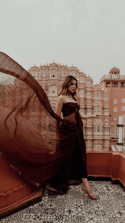 Brown Champa Saree - Eternity by Sakshi