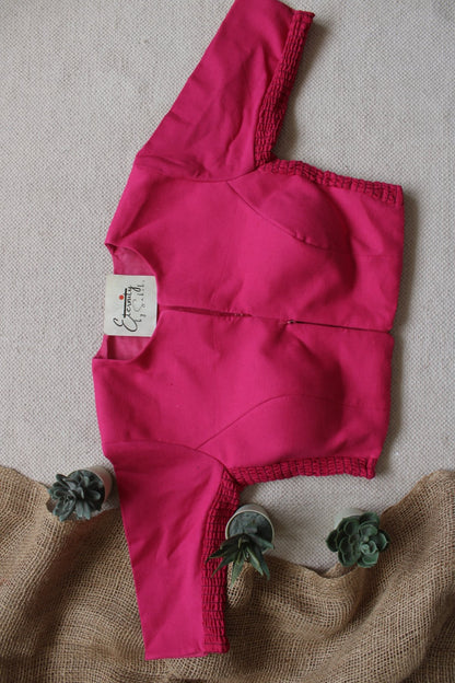 Pink Double Zip Mood With Sleeves Stretchable Blouse - Eternity by Sakshi