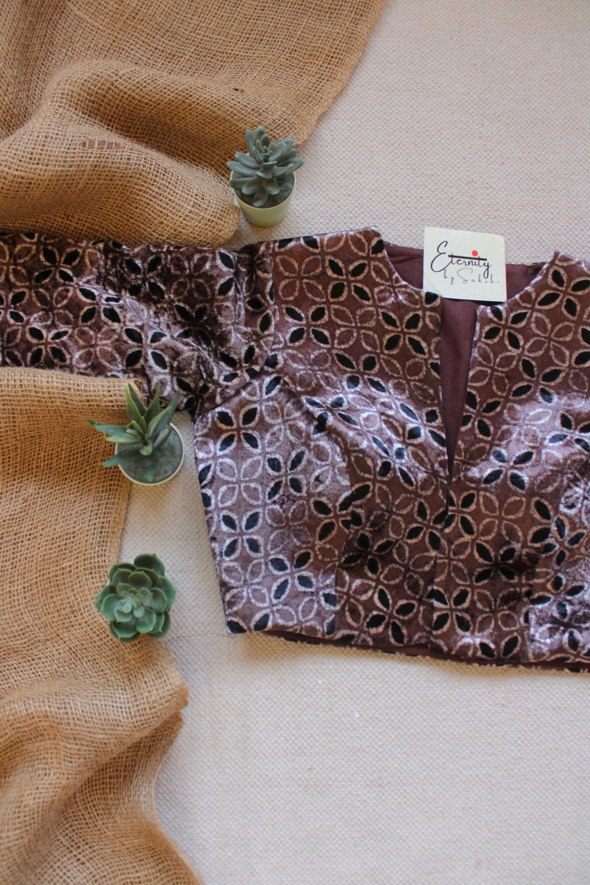 Mud Ajrakh Velvet Blouse - Eternity by Sakshi