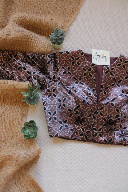 Mud Ajrakh Velvet Blouse - Eternity by Sakshi