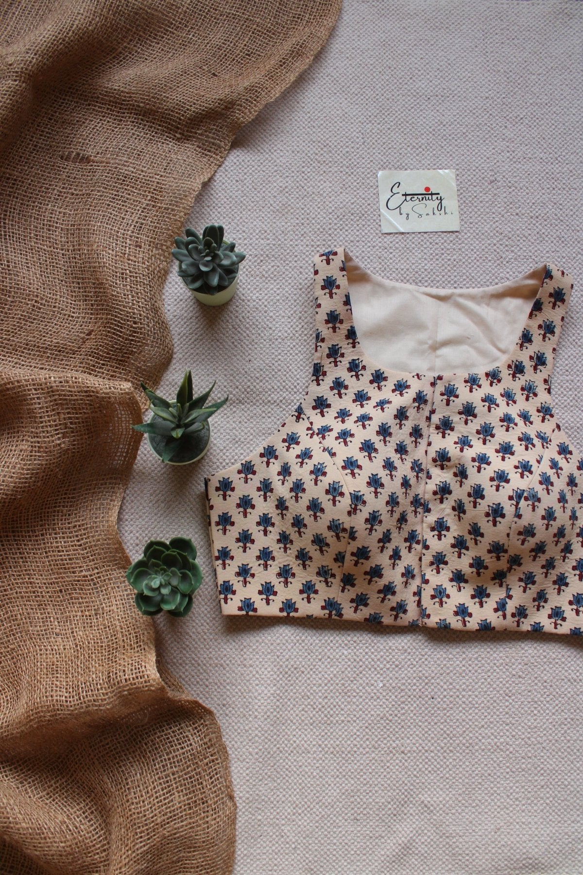 Gulmohar Butterscotch Ajrakh Blouse - Eternity by Sakshi