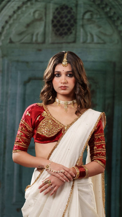 White Gulbahar Saree - Eternity by Sakshi