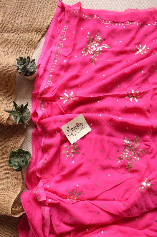 Pink Kamdani Mukesh Handwork Saree - Eternity by Sakshi