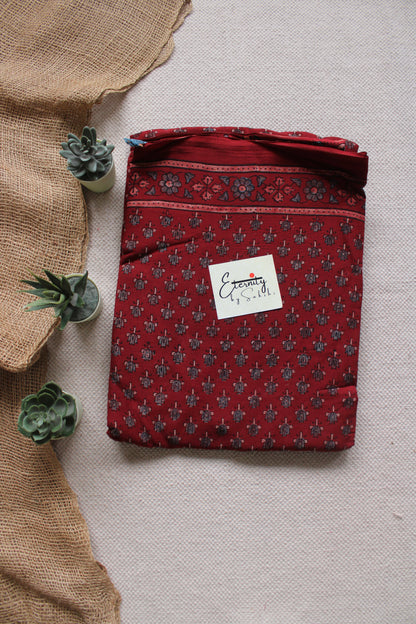 Brick Red Rajneel Ajrakh Saree