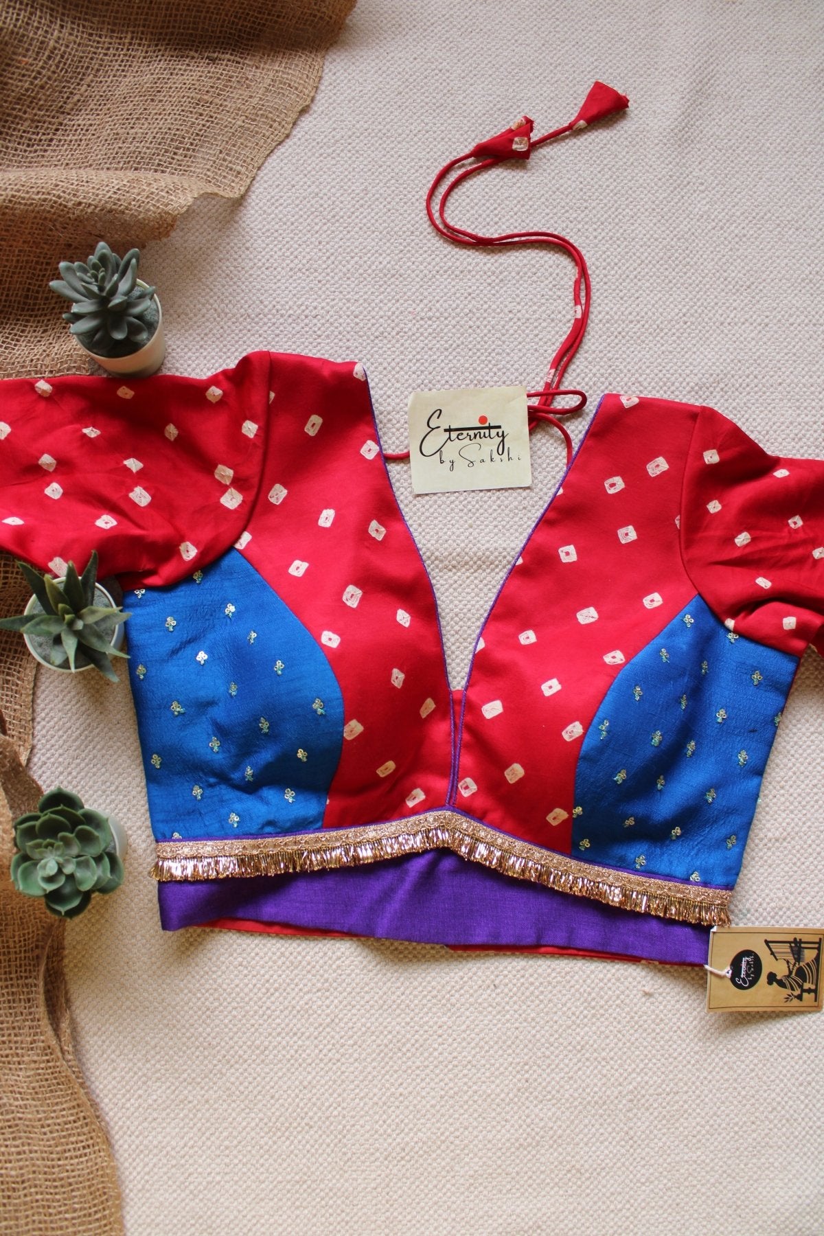 Red Bandhani Blouse - Eternity by Sakshi