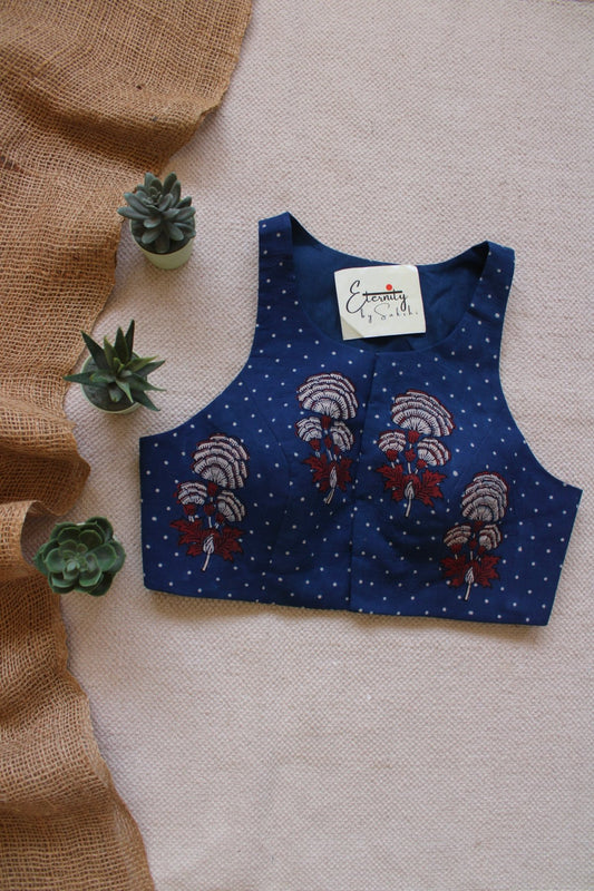 Gulmohar Blue Ajrakh Blouse - Eternity by Sakshi