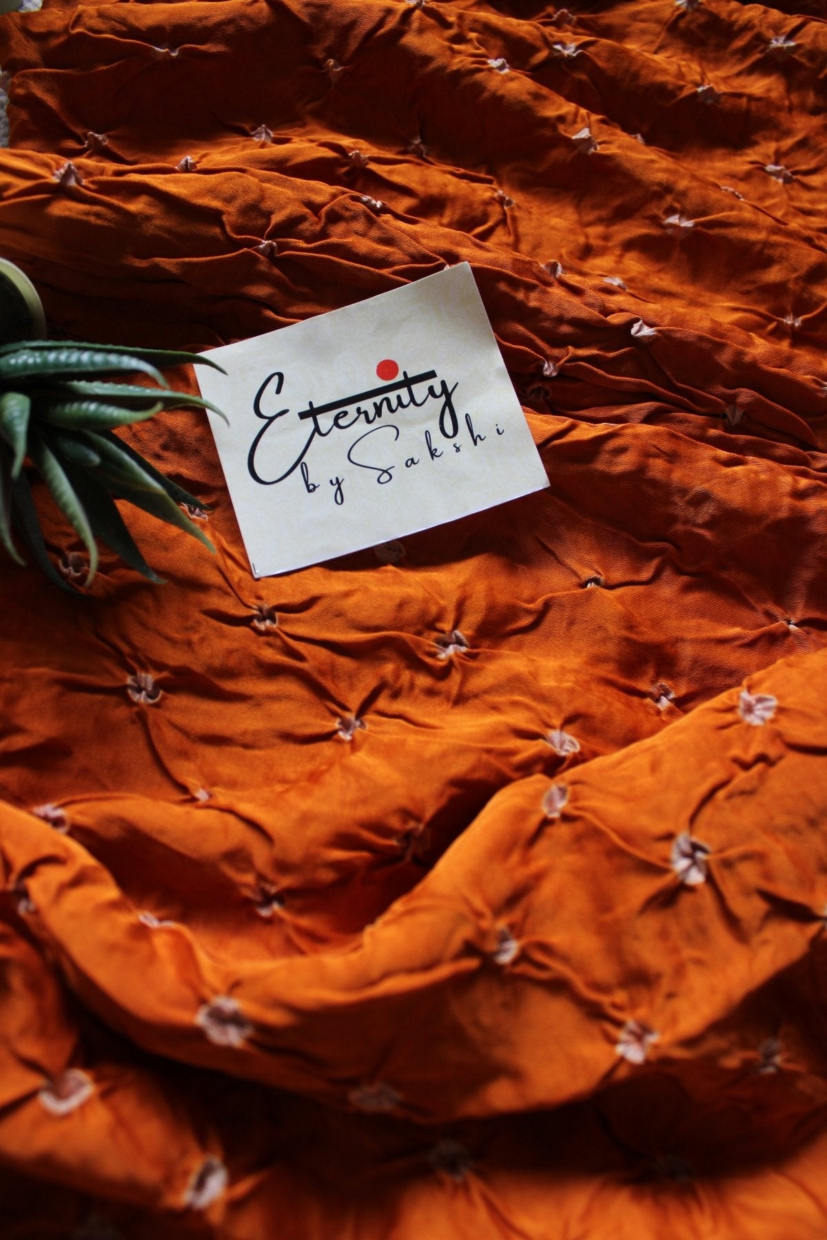 Orangish Yellow Modal Bandhani Saree - Eternity by Sakshi