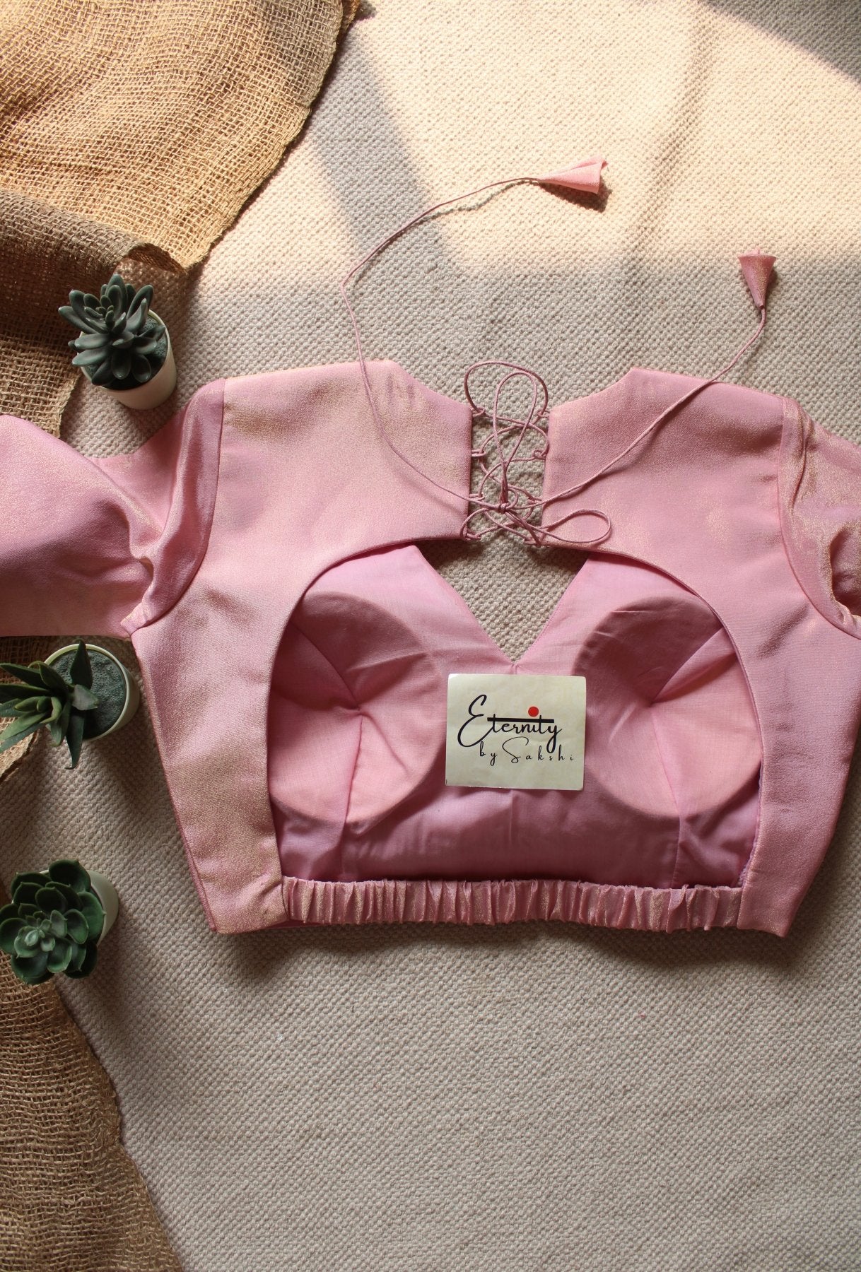 Light Pink Tissue Elastic Blouse - Eternity by Sakshi