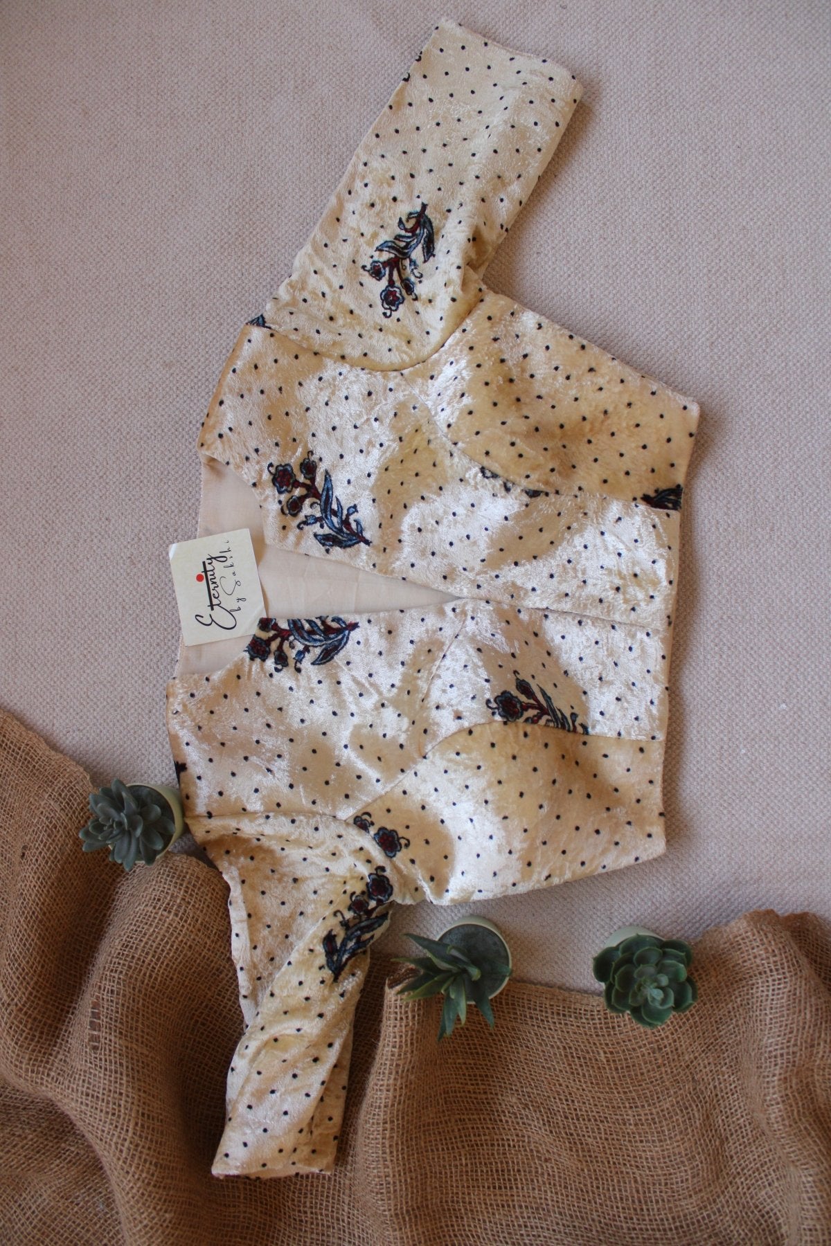 Butter Ajrakh Velvet Blouse - Eternity by Sakshi