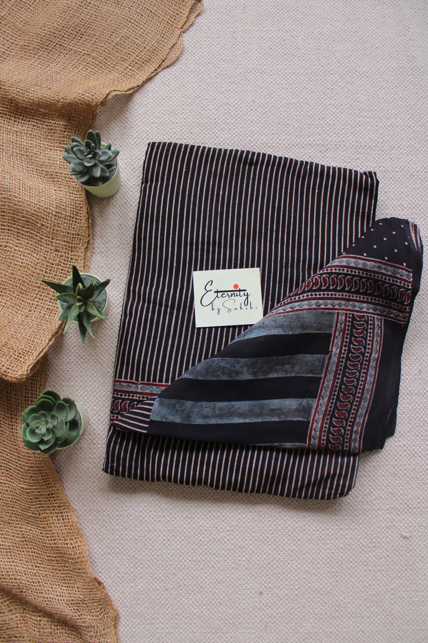 Black Rajneel Ajrakh Saree