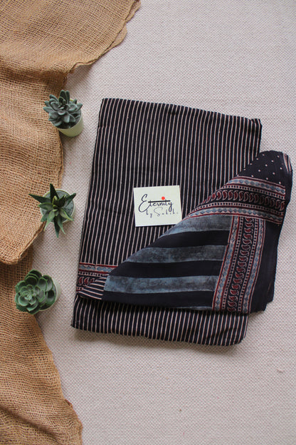 Black Rajneel Ajrakh Saree