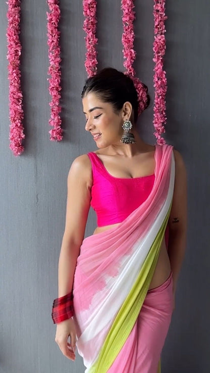 PINK TIE AND DYE SAREE