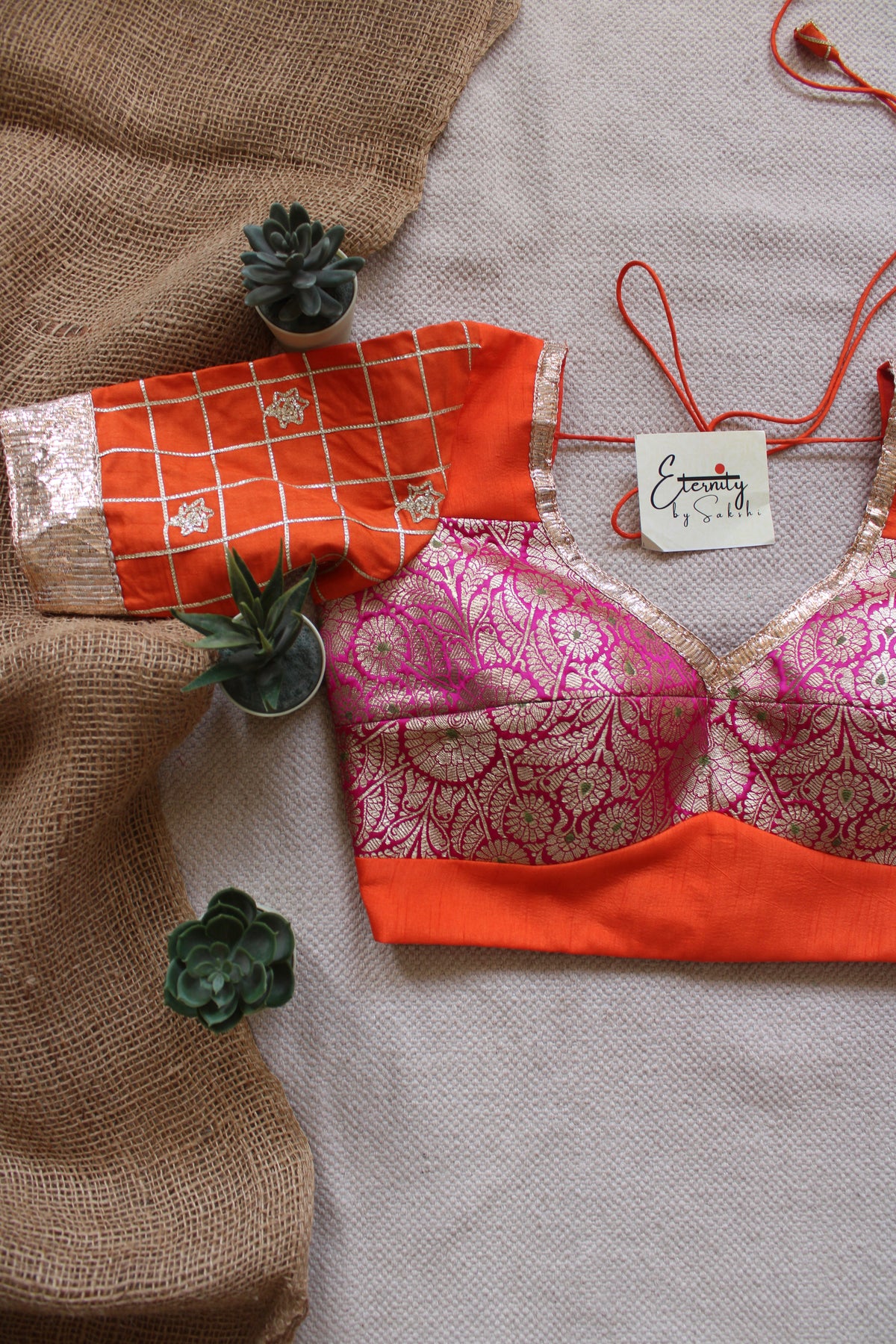 Orange Pink Patch Blouse