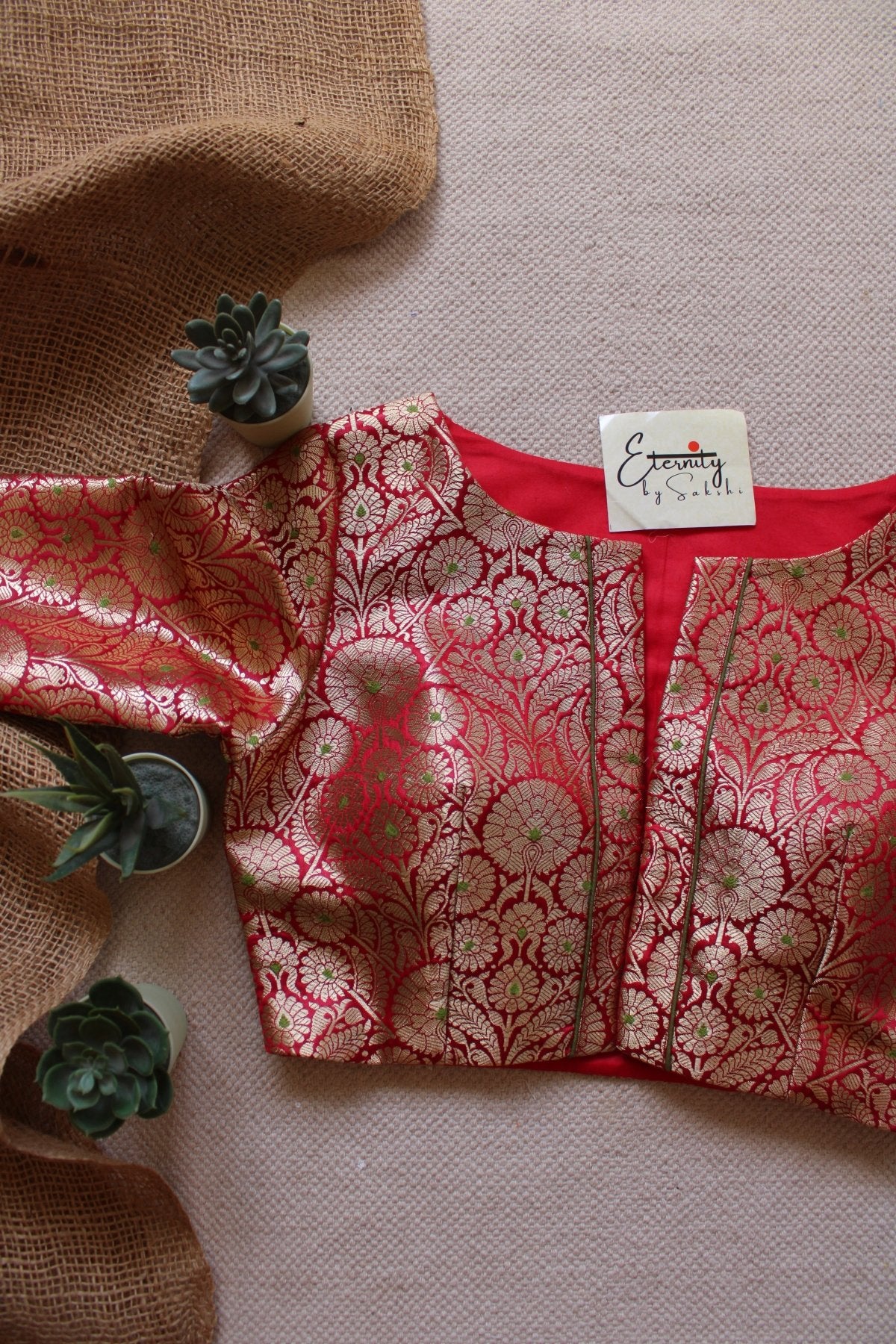 Red Utsav Brocade Blouse - Eternity by Sakshi