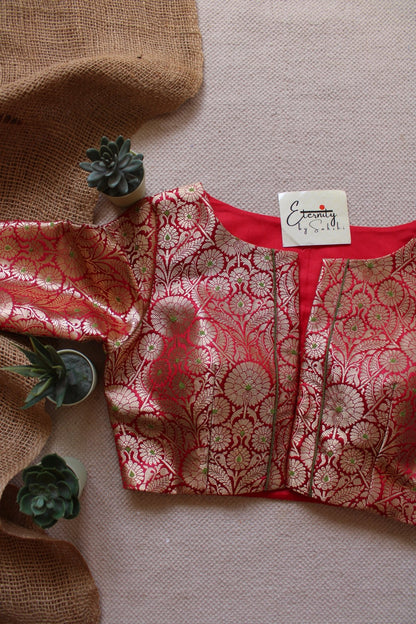 Red Utsav Brocade Blouse - Eternity by Sakshi