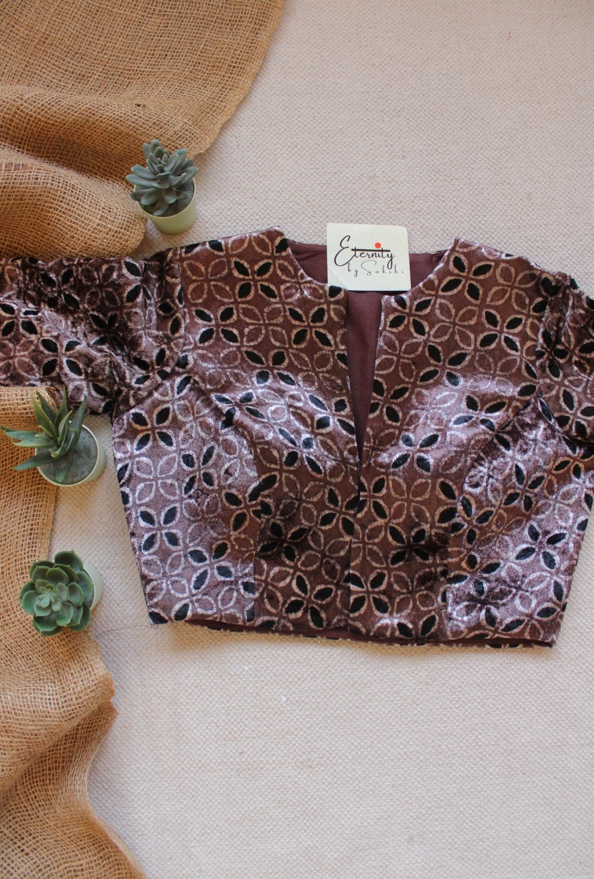 Mud Ajrakh Velvet Blouse - Eternity by Sakshi