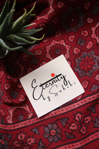 Brick Red Rajneel Ajrakh Saree