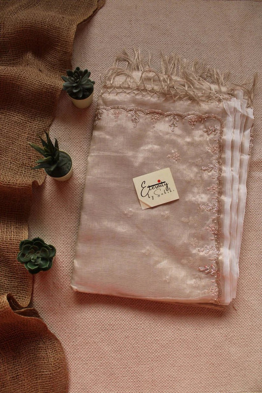 Pearl Handwork Raaz Saree + Beige Metallic Single Zip Mood Blouse Combo - Eternity by Sakshi