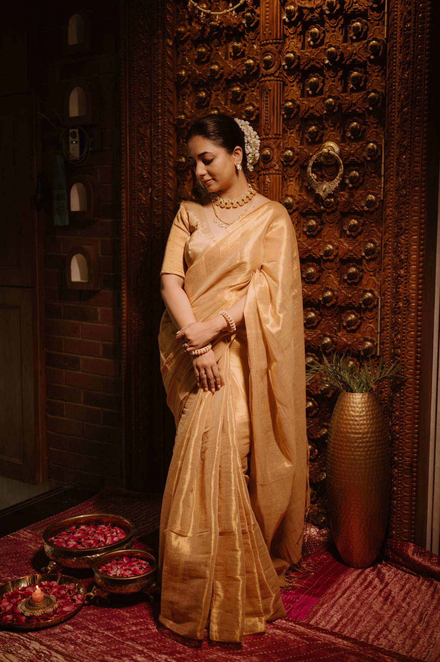 Molten Metal Gold Saree