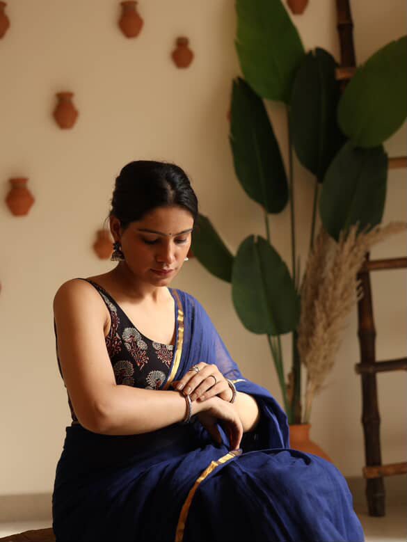 Black Ajrakh Noorie Blouse - Eternity by Sakshi