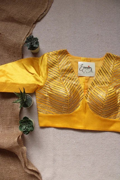 Yellow Dhruv Tara Patch Blouse - Eternity by Sakshi