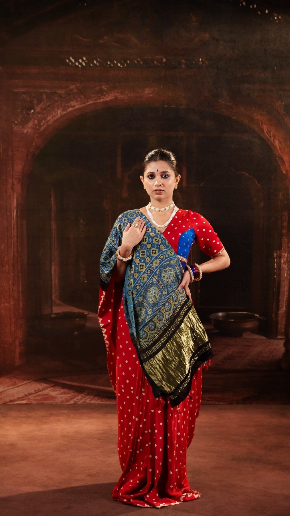 Red Modal Bandhani Saree - Eternity by Sakshi