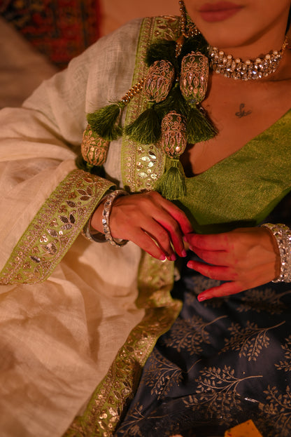 Pearl Lime Linen Saree