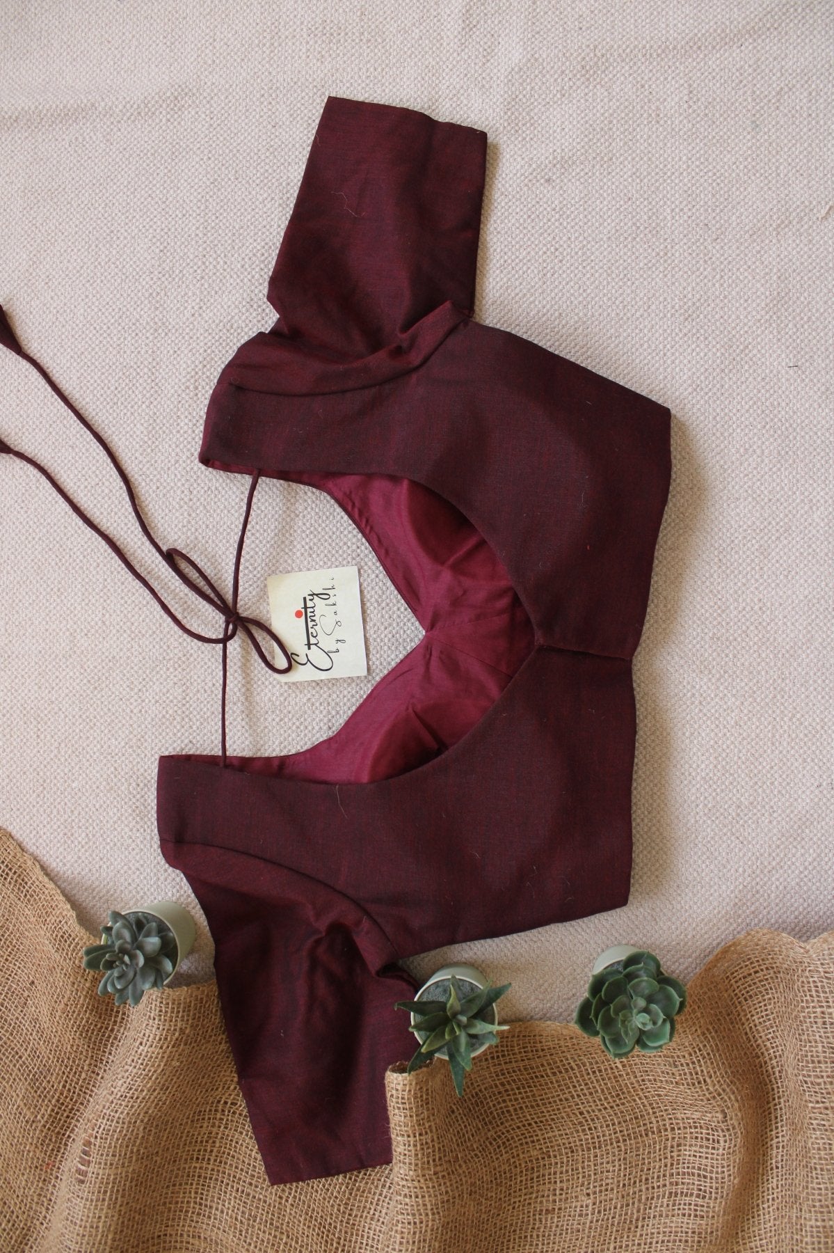 Maroon Madhubala With Sleeves Blouse - Eternity by Sakshi
