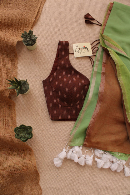The Forest Saree + Brown Madhubala Blouse Combo - Eternity by Sakshi