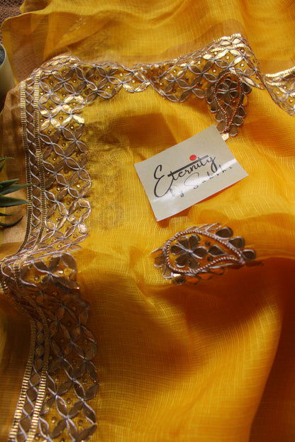 Yellow Kota Doriya Gottapatti Saree