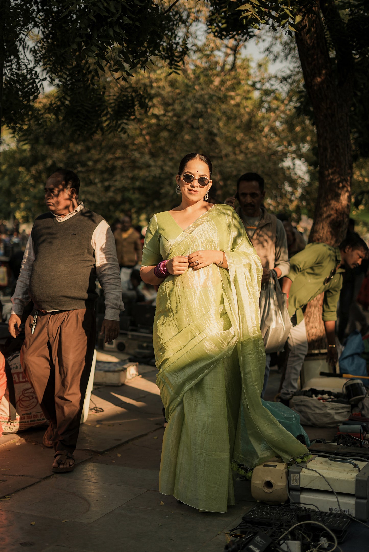 Mint Molten Saree