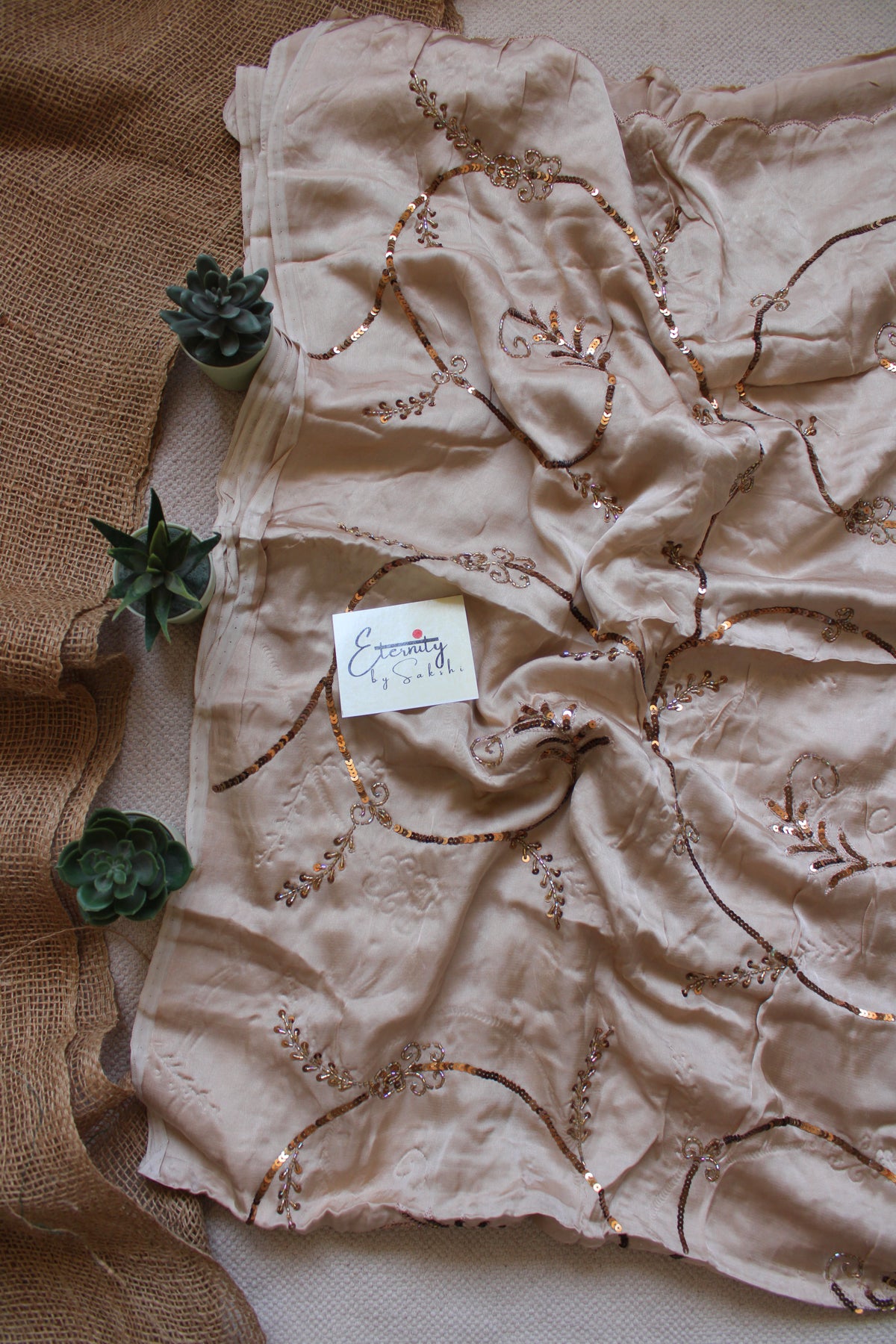 Biscuit Saundarya Modal Silk Handwork Saree