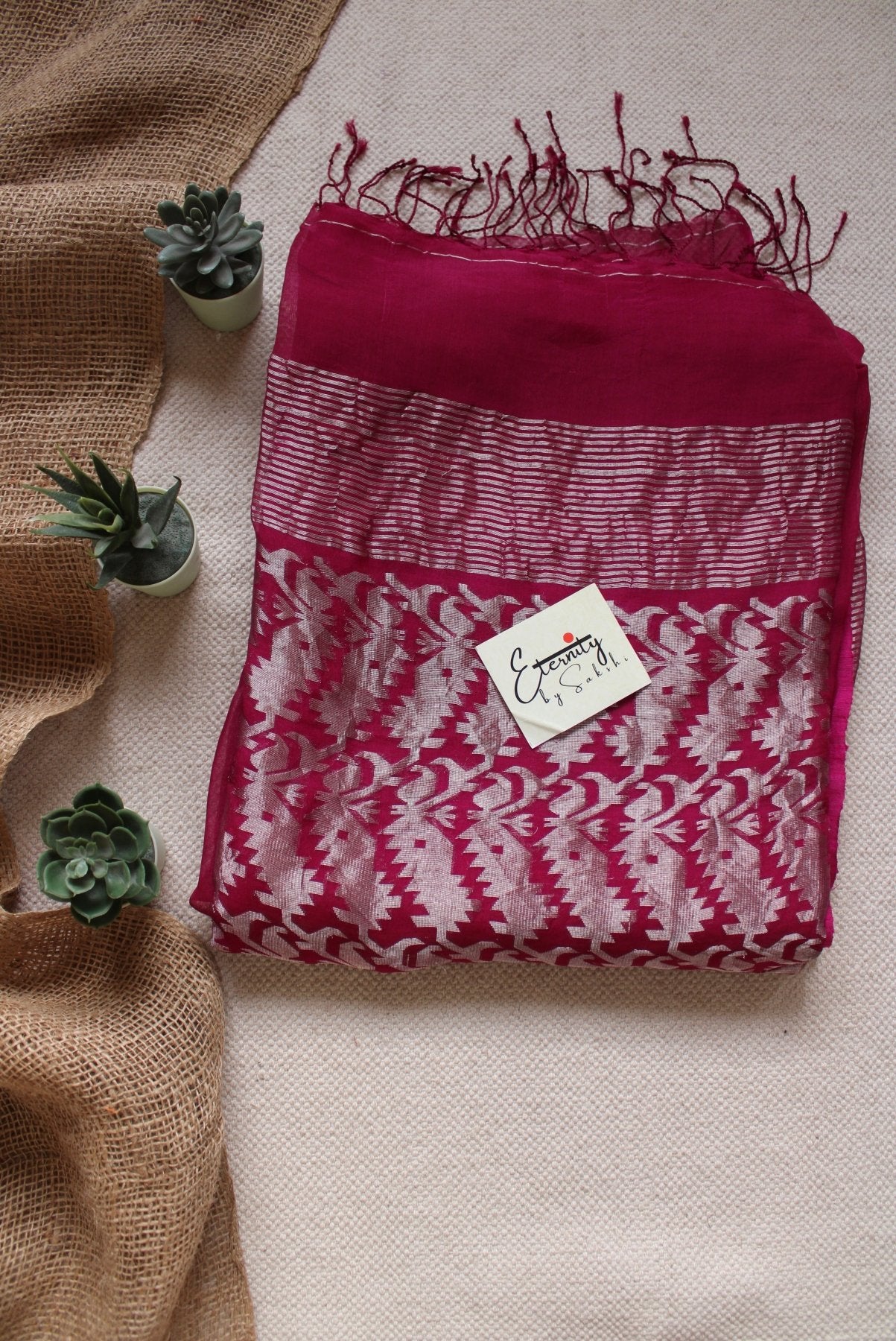 Magenta Aura Muslin Silk Saree - Eternity by Sakshi